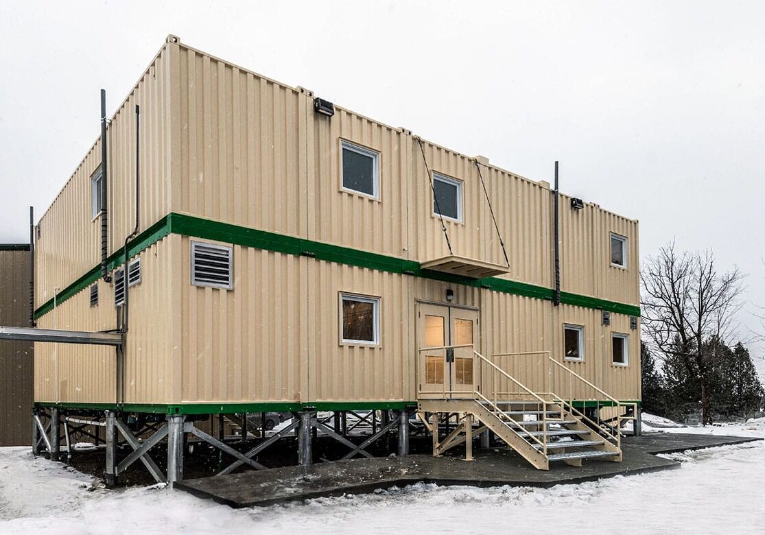 Relocatable Modular Office Complex exterior, built by Corner Cast Construction Inc.