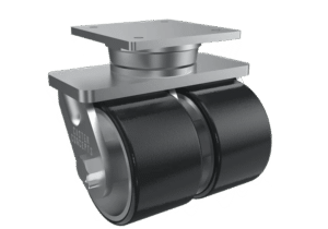Componente de roda giratória para serviços pesados utilizado em sistemas e unidades de construção modular permanente